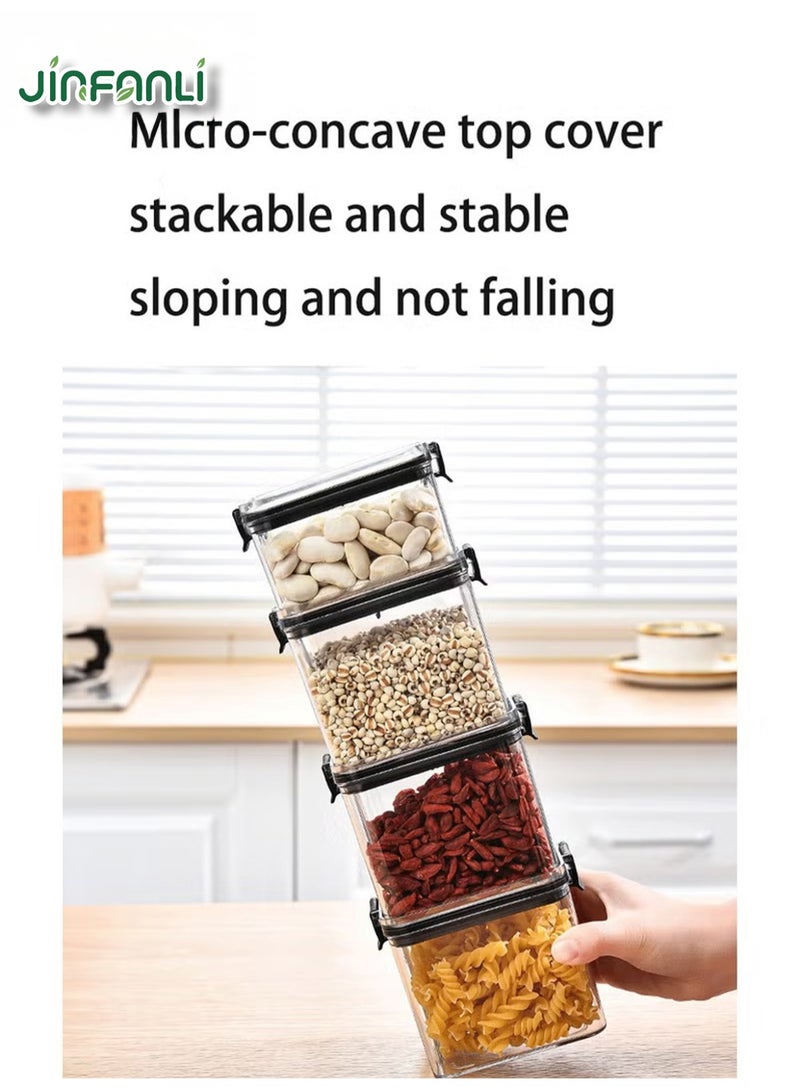 JINFANLI Airtight Food Storage Containers with Locking Lids, Cereal and Dry Goods Storage Jars, Kitchen and Pantry Organizer Jars for Cereal, Coffee, Rice, Flour and Sugar (460ml/Set of 6) - Image 2